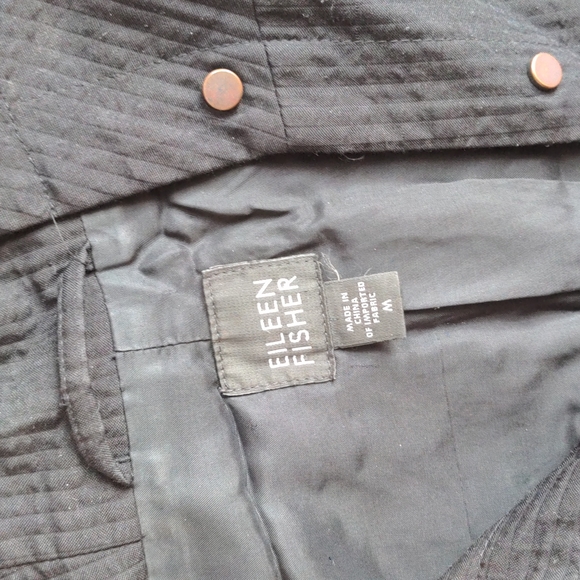 lightweight eileen fisher hooded trench jacket. dark blue - Picture 3 of 3